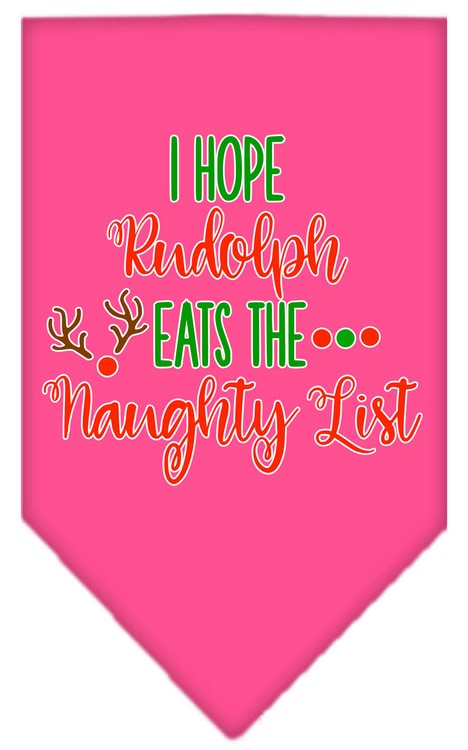 Hope Rudolph Eats Naughty List Screen Print Bandana Bright Pink Large